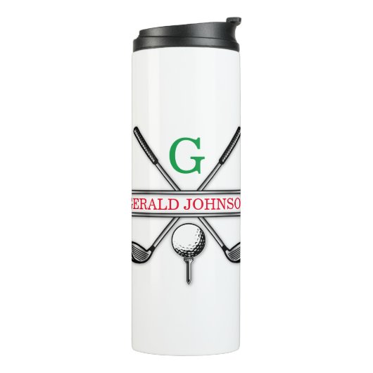 Elegant minimalistisch Golf Monogram Ontwerp Thermosbeker (Gedraaid links)