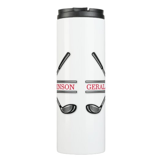 Elegant minimalistisch Golf Monogram Ontwerp Thermosbeker (Achterkant)