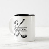 Elegant minimalistisch Golf Monogram Ontwerp Tweekleurige Koffiemok (Voorkant links)
