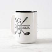 Elegant minimalistisch Golf Monogram Ontwerp Tweekleurige Koffiemok (Voorkant links)