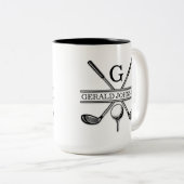 Elegant minimalistisch Golf Monogram Ontwerp Tweekleurige Koffiemok (Voorkant rechts)