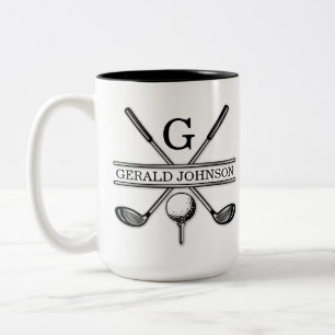 Elegant minimalistisch Golf Monogram Ontwerp Tweekleurige Koffiemok