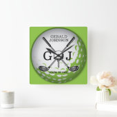 Elegant minimalistisch Golf Monogram Ontwerp Vierkante Klok (Huis)