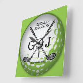 Elegant minimalistisch Golf Monogram Ontwerp Vierkante Klok (Hoek)