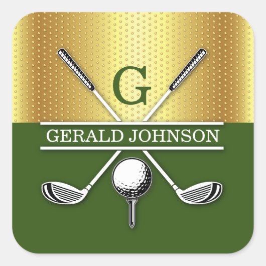 Elegant minimalistisch golf monogram ontwerp vierkante sticker (Voorkant)