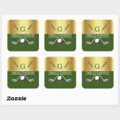Elegant minimalistisch golf monogram ontwerp vierkante sticker (Vel)