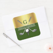 Elegant minimalistisch golf monogram ontwerp vierkante sticker (Envelop)