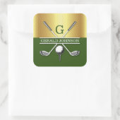 Elegant minimalistisch golf monogram ontwerp vierkante sticker (Tas)