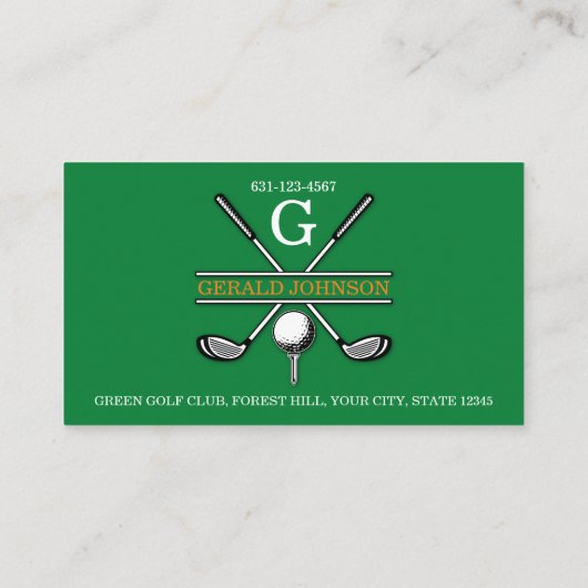 Elegant minimalistisch Golf Monogram Ontwerp Visitekaartje (Achterkant)