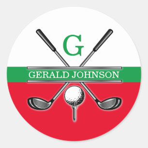 Elegant Minimalistisch Golf Monogram Ronde Sticker