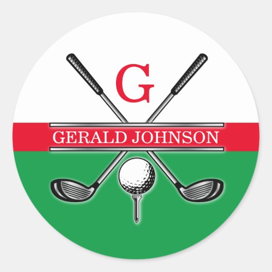 Elegant Minimalistisch Golf Monogram Ronde Sticker (Voorkant)