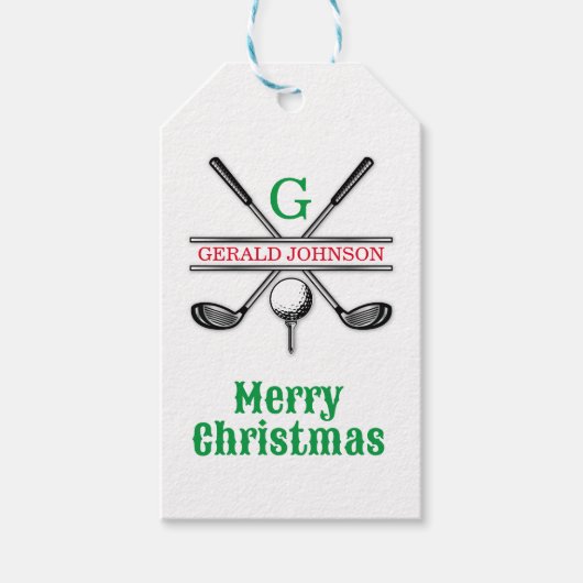 Elegant Minimalistisch Golf Monogram Vakantieontwe Cadeaulabel (Voorkant)