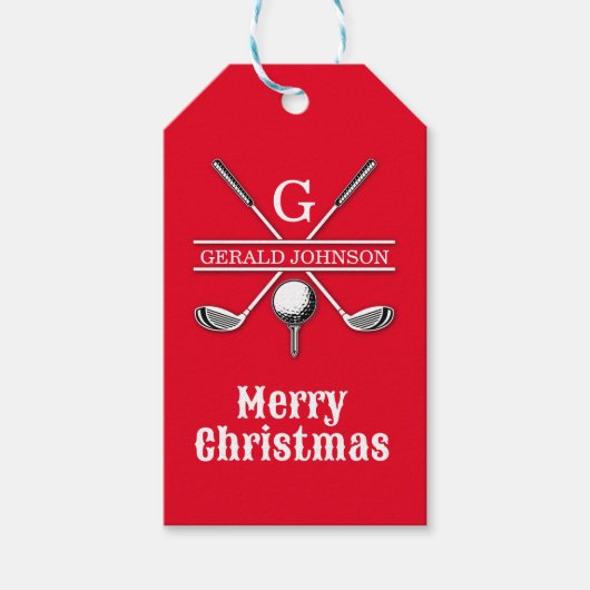 Elegant minimalistisch golf monogram vakantieontwe cadeaulabel (Voorkant)