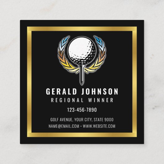 Elegant minimalistisch Golfontwerp Vierkante Visitekaartje (Achterkant)
