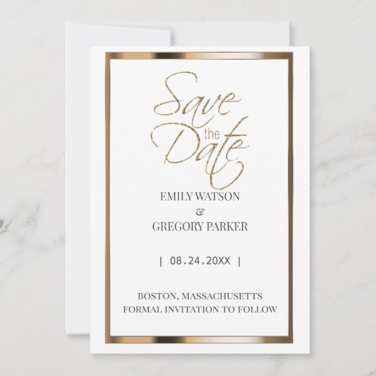 Elegant minimalistisch goud met uitzondering van d save the date (Voorkant)