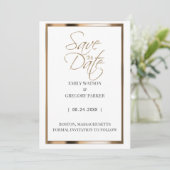 Elegant minimalistisch goud met uitzondering van d save the date (Staand voorkant)