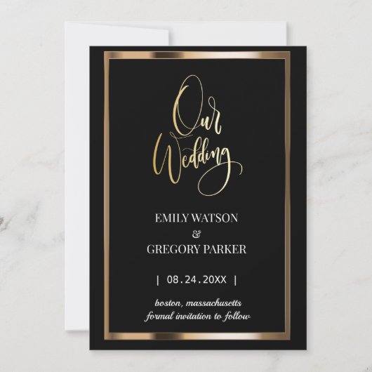 Elegant minimalistisch goud met uitzondering van d save the date (Voorkant)