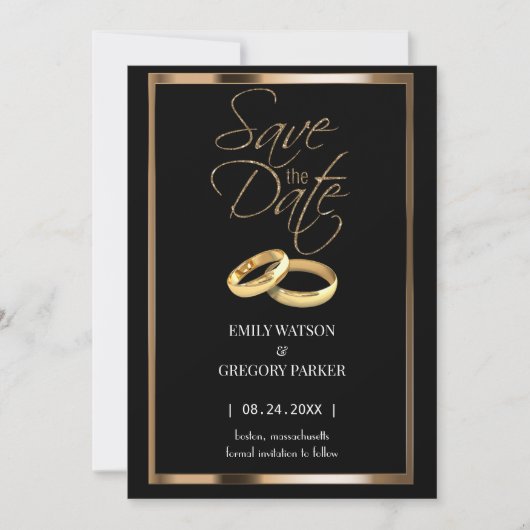 Elegant minimalistisch goud met uitzondering van d save the date (Voorkant)