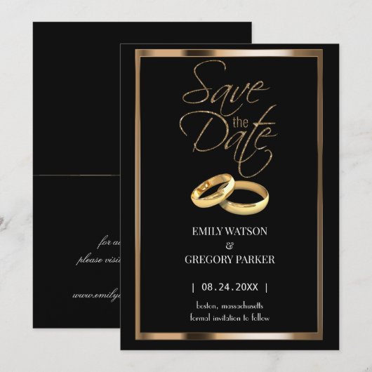Elegant minimalistisch goud met uitzondering van d save the date (Voorkant / Achterkant)