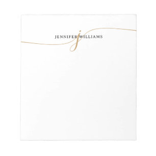 Elegant Minimalistisch Goud Schrift Monogram Notitieblok