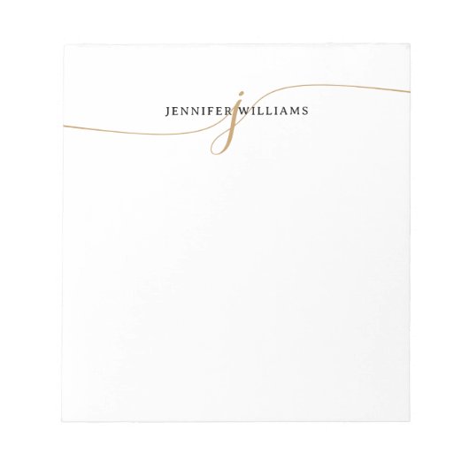 Elegant Minimalistisch Goud Schrift Monogram Notitieblok (Voorkant)