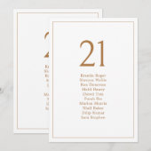 Elegant Minimalistisch Goud Zitkaart Tafelnummer (Voorkant / Achterkant)