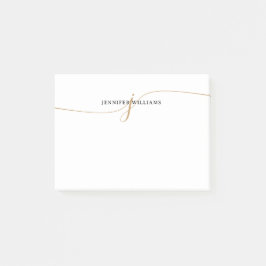 Elegant Minimalistisch Gouden Calligrafie Monogram Post-it® Notes