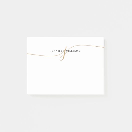Elegant Minimalistisch Gouden Calligrafie Monogram Post-it® Notes (Voorkant)