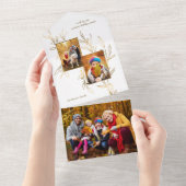 Elegant minimalistisch gouden lijndraden 2-foto's all in one uitnodiging (Afscheurbaar)