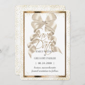 Elegant minimalistisch gouden lint sparen de datum save the date (Voorkant / Achterkant)