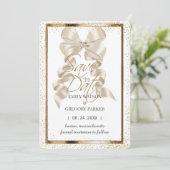 Elegant minimalistisch gouden lint sparen de datum save the date (Staand voorkant)