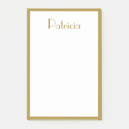 Elegant minimalistisch gouden rand en naam post-it® notes