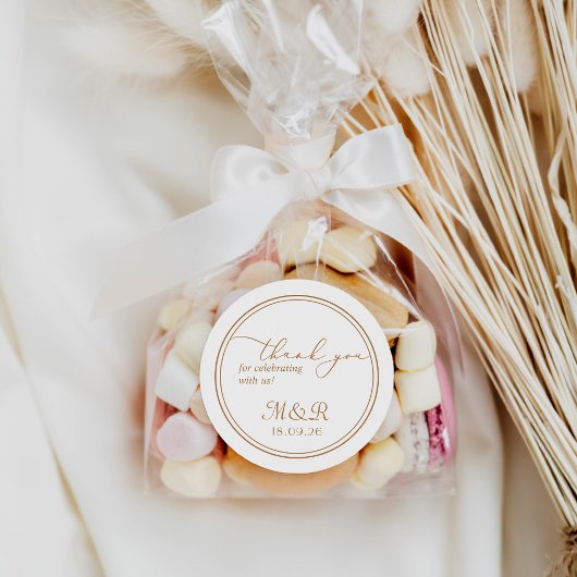 Elegant minimalistisch gouden script dank u Sticke Ronde Sticker