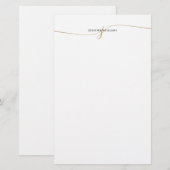 Elegant Minimalistisch Gouden Script Monogram Briefpapier (Voorkant / Achterkant)