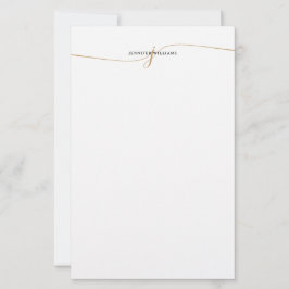 Elegant Minimalistisch Gouden Script Monogram Briefpapier