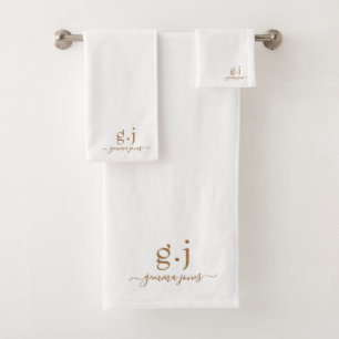 Elegant minimalistisch goudmonogram bad handdoek