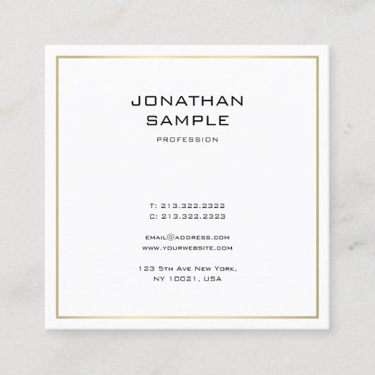 Elegant minimalistisch goudzoeker — Professional Vierkante Visitekaartje (Voorkant)