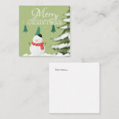 Elegant minimalistisch grafisch snowman-groene boo notitiekaartje (Voorkant / Achterkant)