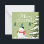 Elegant minimalistisch grafisch snowman-groene boo notitiekaartje<br><div class="desc">Elegant minimalistisch grafisch snowman groene boom Xmas-notitiekaart.</div>
