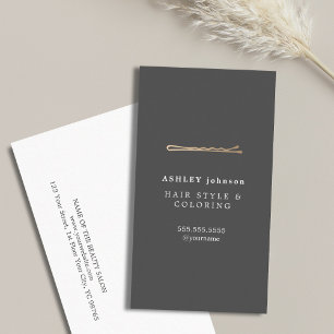 Elegant minimalistisch grijs Faux Gold Hairdresser Visitekaartje