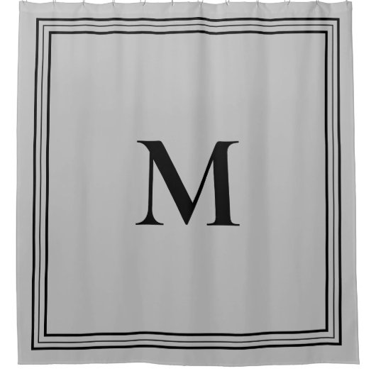 Elegant minimalistisch grijs monogram douchegordijn (Voorkant)