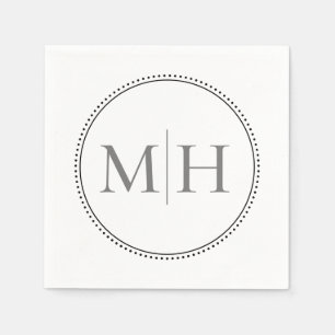 Elegant minimalistisch grijs monogram huwelijk servet