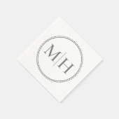Elegant minimalistisch grijs monogram huwelijk servet (Hoek)