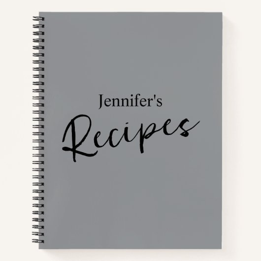 Elegant minimalistisch grijs recept notitieboek (Voorkant)
