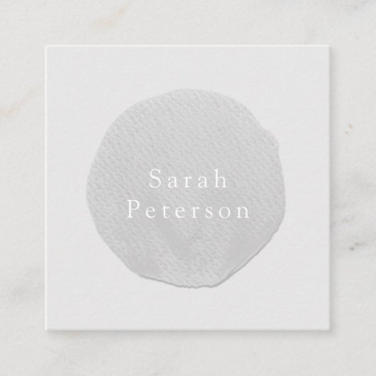 Elegant minimalistisch grijze borstelcirkel Abstra Vierkante Visitekaartje (Voorkant)