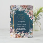 Elegant Minimalistisch Groen Bloemengoud Save the  Save The Date (Staand voorkant)