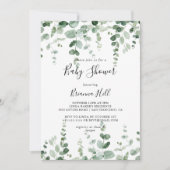 Elegant minimalistisch groen eucalyptus Baby showe Kaart (Voorkant)