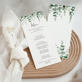 Elegant minimalistisch groen eucalyptus diner menu