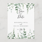 Elegant Minimalistisch Groen Eucalyptus Save the D Briefkaart (Voorkant)