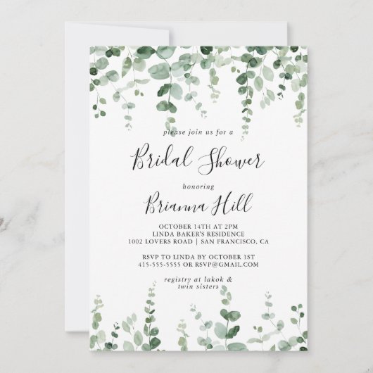 Elegant minimalistisch groen eucalyptus Vrijgezell Kaart (Voorkant)